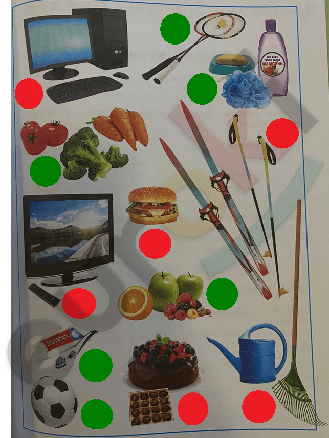 A poster with images of food and objects Description automatically generated
