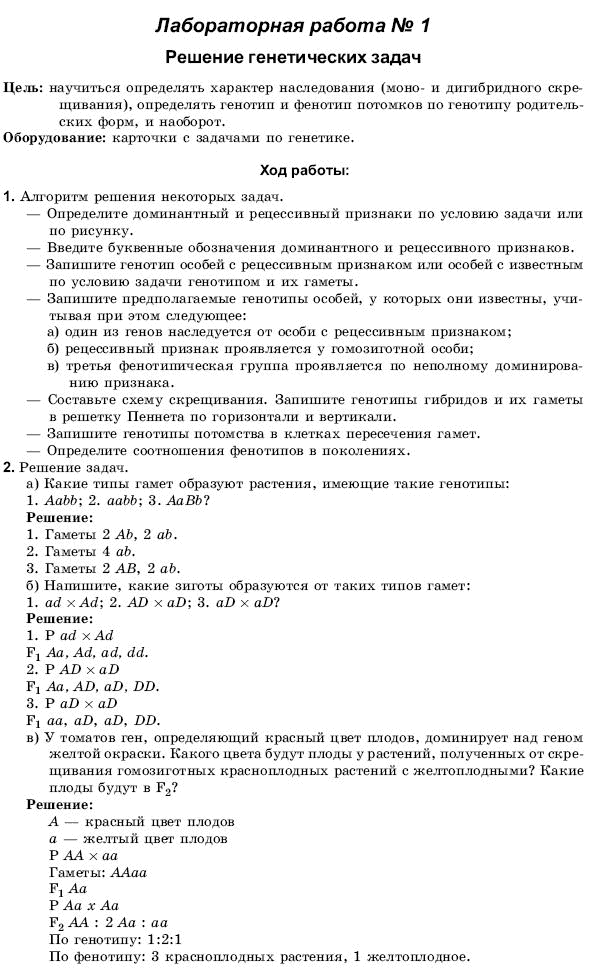 Лабораторные и практические работы по биологии 11 класса