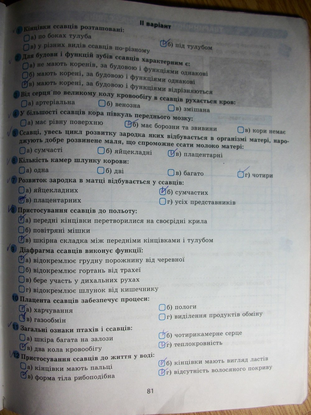 Биология 8 класс о.в таглина гдз