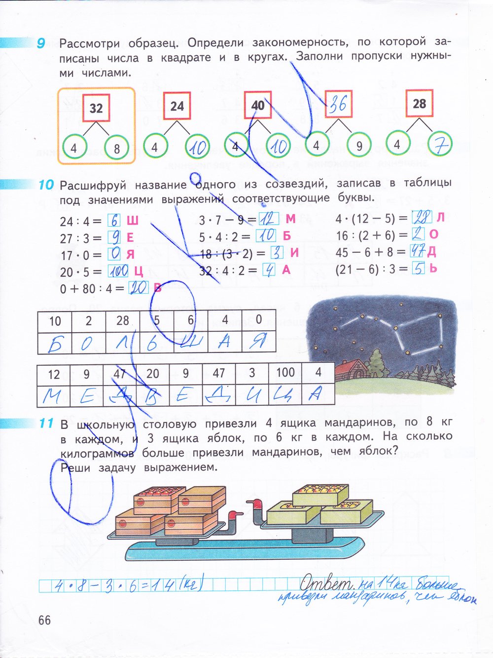 Матем 2 класс 2 часть стр 66