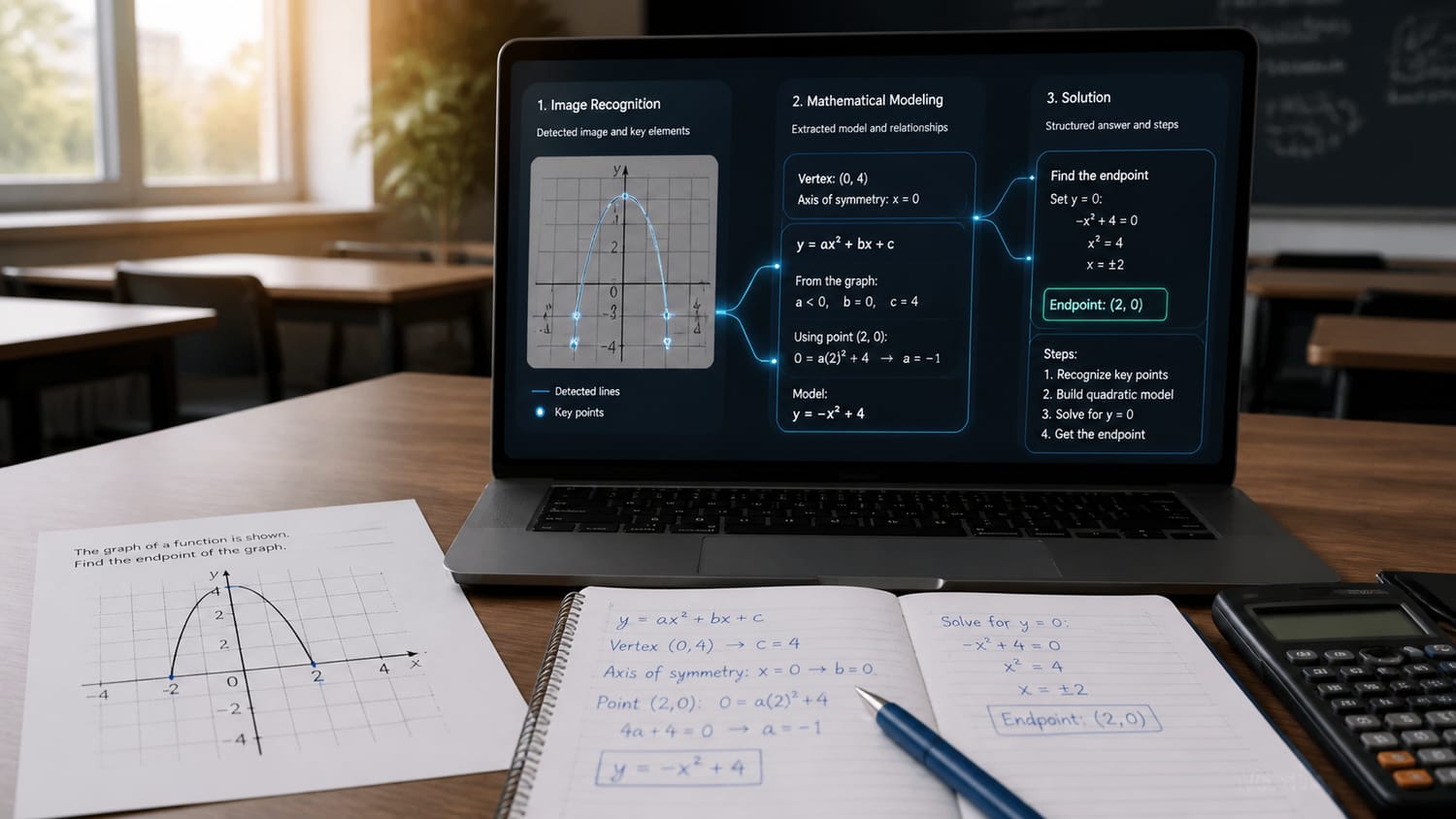 From a recognized image to a ready-made solution to the problem