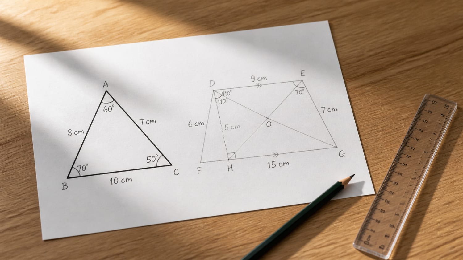 How does an algorithm distinguish a triangle from a trapezoid in a drawing?