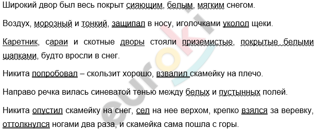 Диктант по русскому языку 8 класс Широкий двор был весь покрыт сияющим, белым, мягким снегом