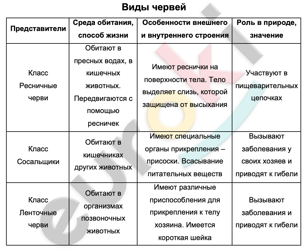 Тест по червям 7 класс