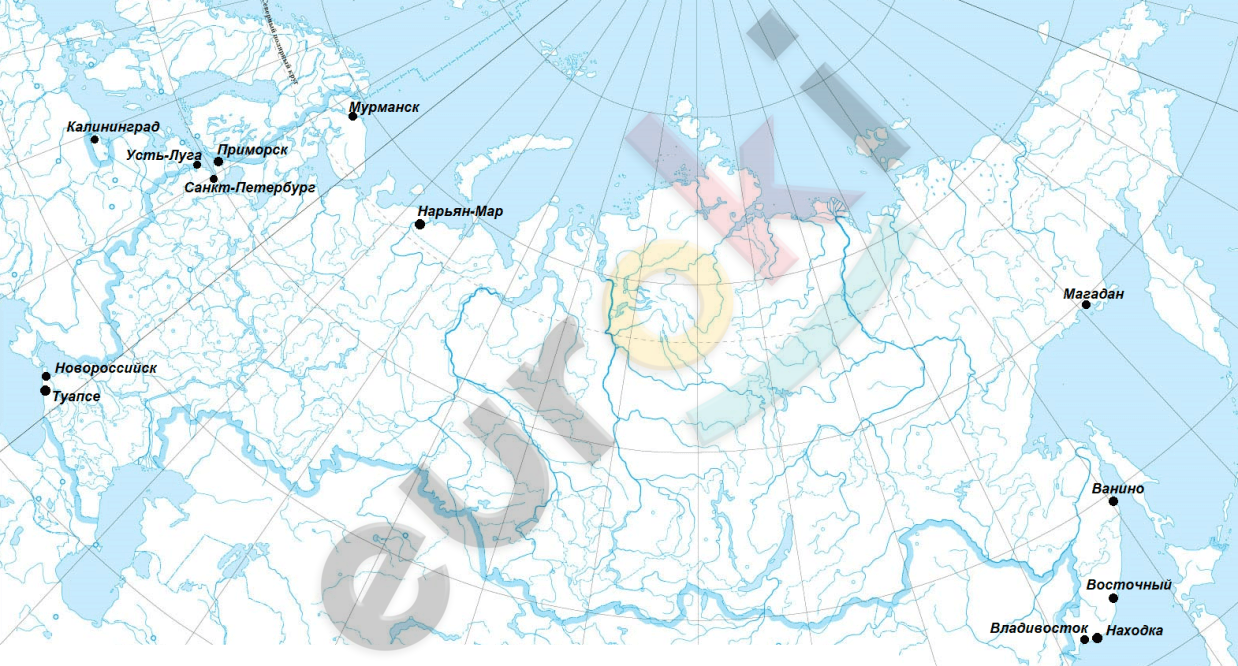 Контурная карта морские порты