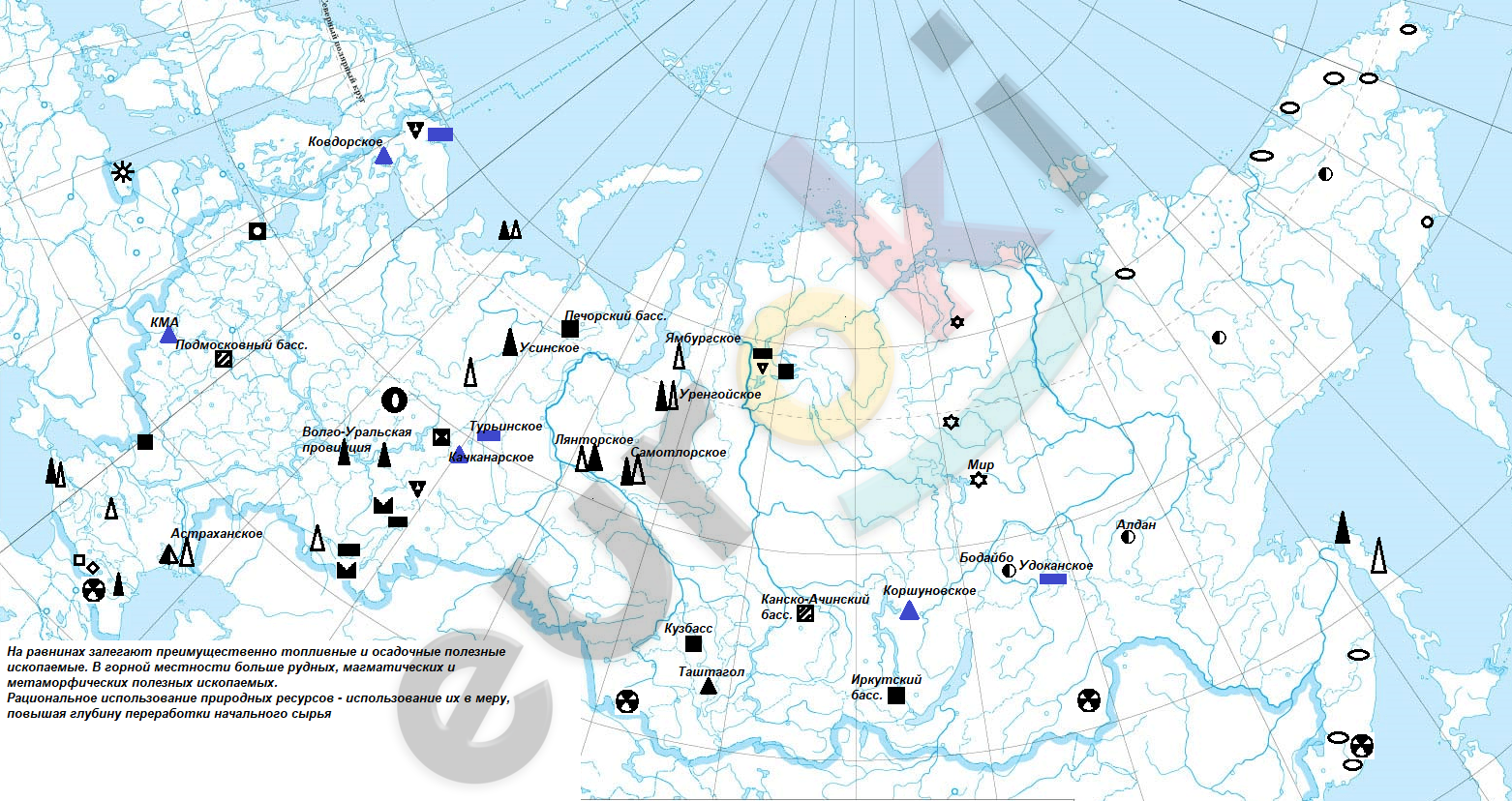 Карта россии месторождения полезных