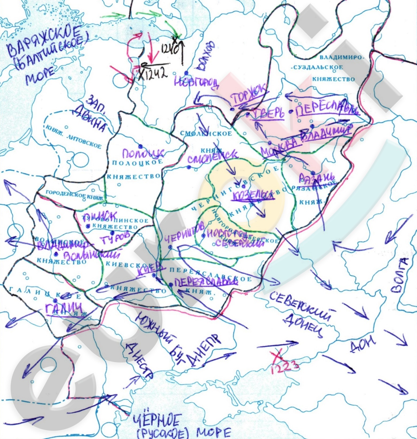 Батыево нашествие карта