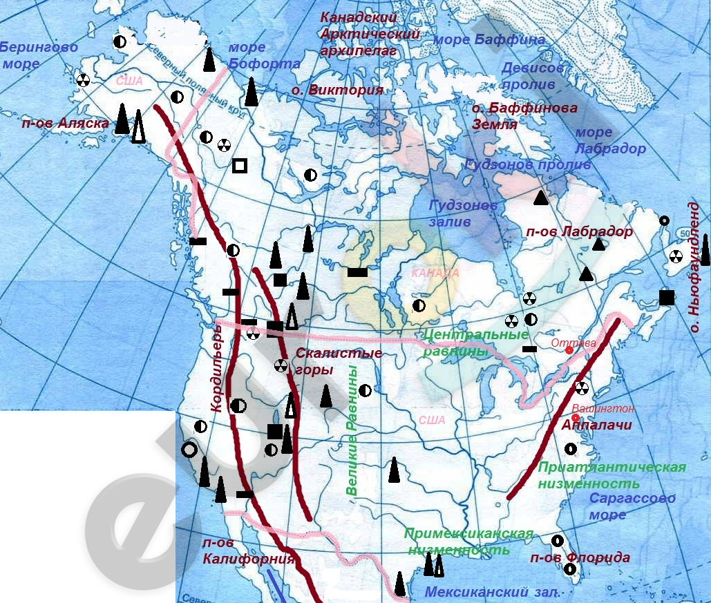 Полезные ископаемые северной америки на контурной карте. Карта полезных ископаемых Северной Америки 7 класс. Карта Северной Америки месторождения полезных ископаемых. Полезные ископаемые Северной Америки на карте. Полезные ископаемые США на карте.