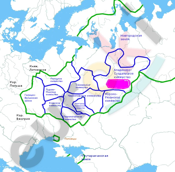 A map of europe with different colored lines Description automatically generated