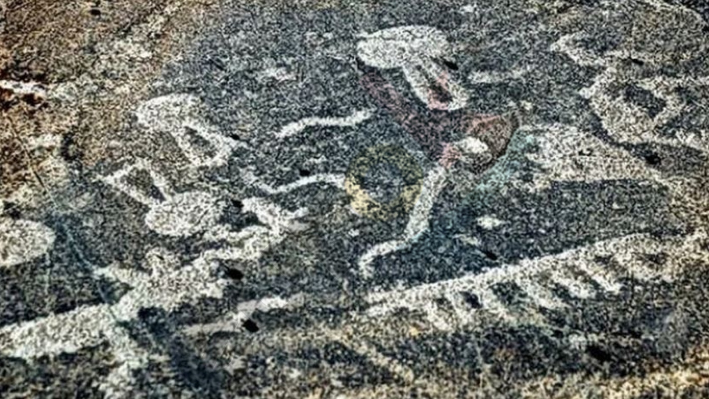 A close-up of a rock carving Description automatically generated