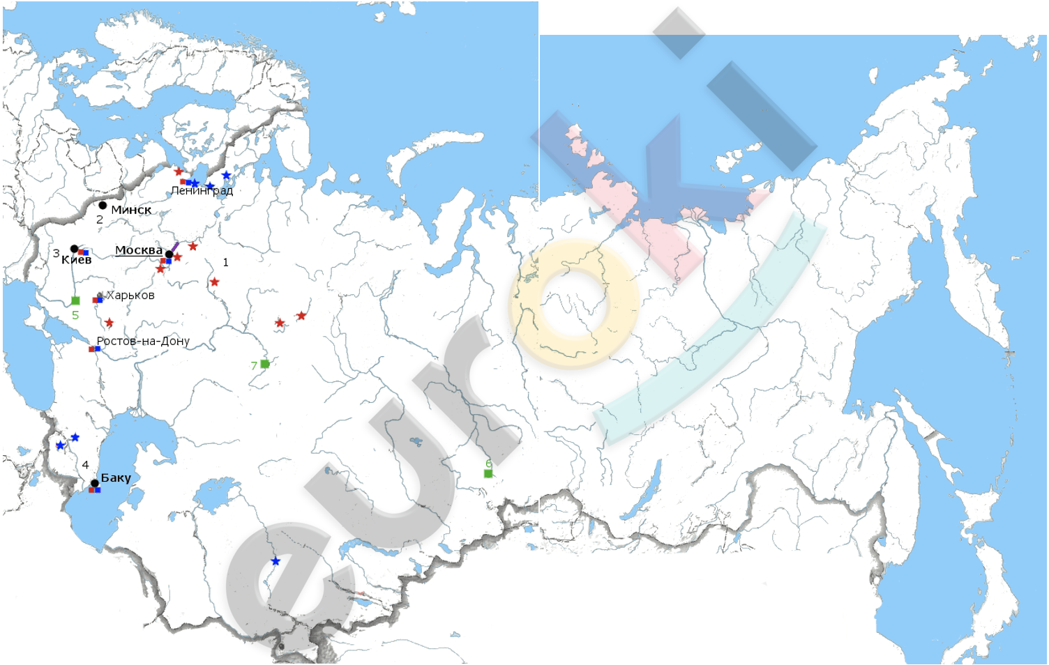 Российская Республика карта. Карта СССР. Глина на контурной карте. Европейский юг контурная карта 9 класс готовая