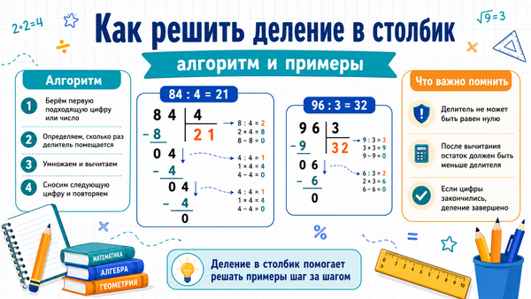Как решить деление в столбик без ошибок