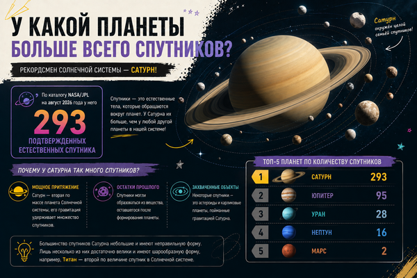 У какой планеты больше всего спутников