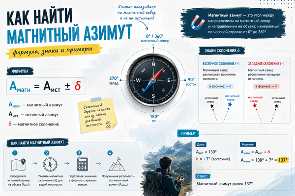 Как найти магнитный азимут: исходные данные